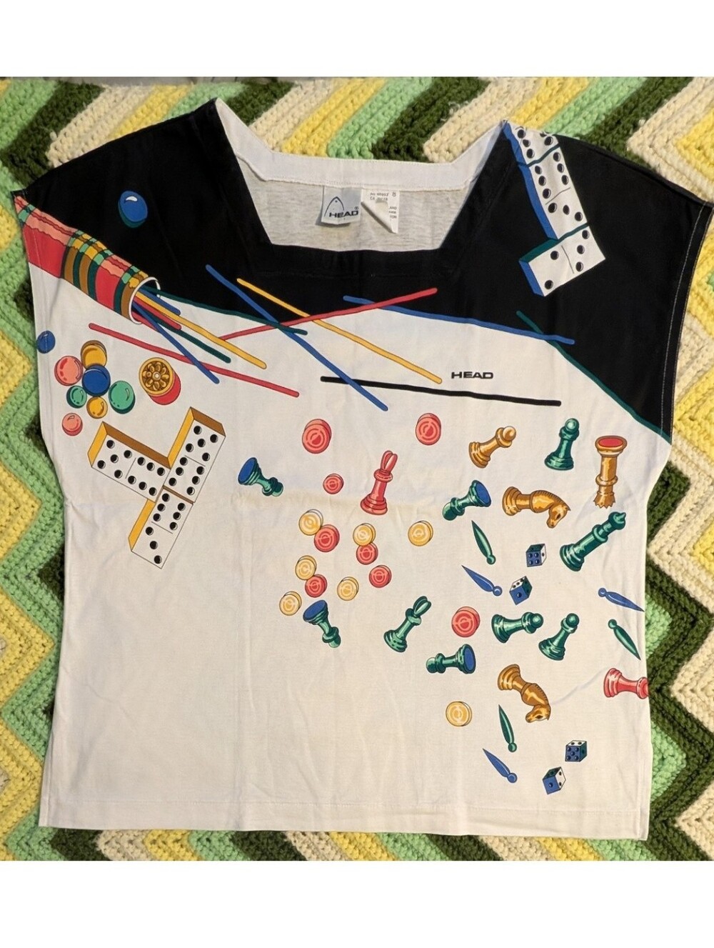 Vintage RARE 80s HEAD Sportswear Novelty Board Game Night Top ♟️Sz 8 Medium